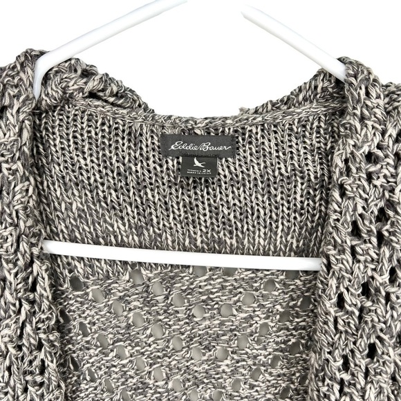 Eddie Bauer Open Front Knitted Gray Grey Cardigan Duster Size 2x plus size - Picture 7 of 15